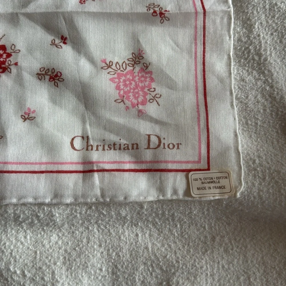 Vintage Christian Dior 100% cotton square Floral Scarf